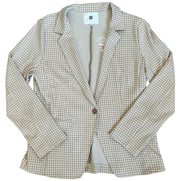 Betabrand Classic One Button Knit Blazer Gingham Plaid Office Work Size XL - Picture 11 of 13